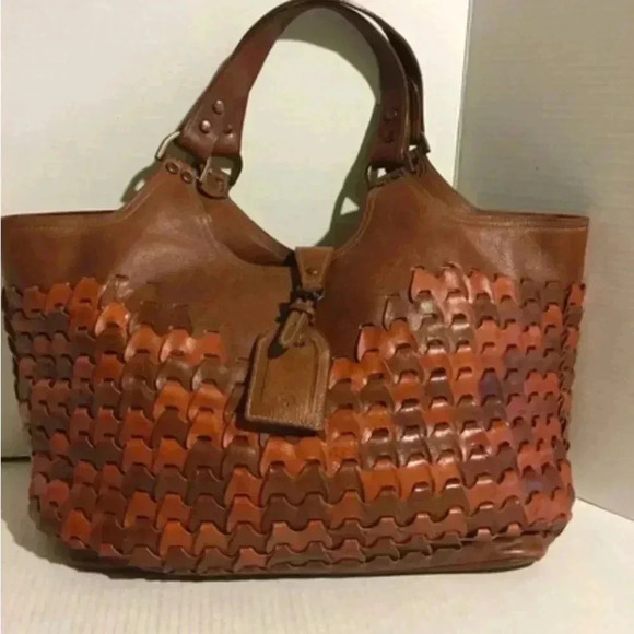Mulberry brown woven leather satchel handbag - Picture 13 of 13
